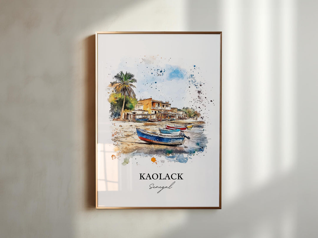 Kaolack Wall Art, Senegal Print, Senegal Watercolor Art, Kaolack Senegal Gift, Travel Print, Travel Poster, Housewarming Gift