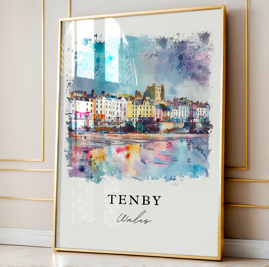 Tenby Wales Wall Art, Tenby Print, Wales Watercolor, Tenby Gift, Travel Poster, Housewarming Gift