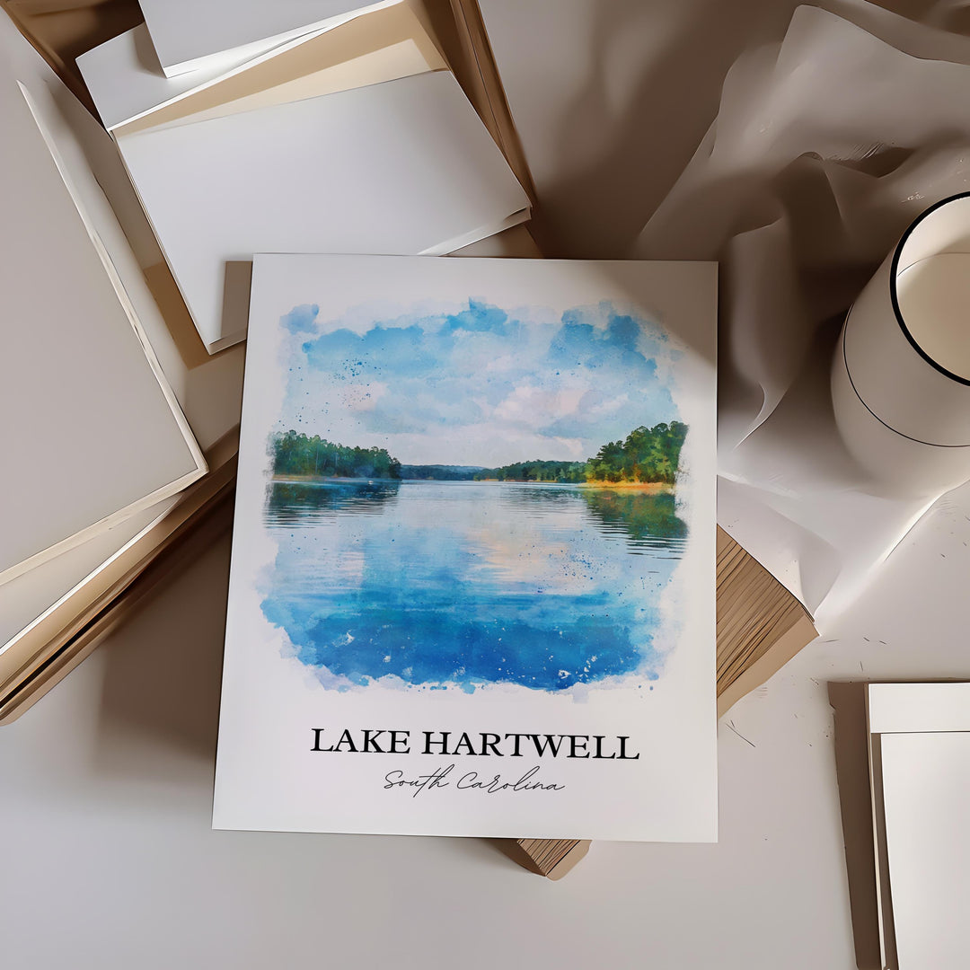 Lake Hartwell, Georgia, USA – Watercolor Art Print