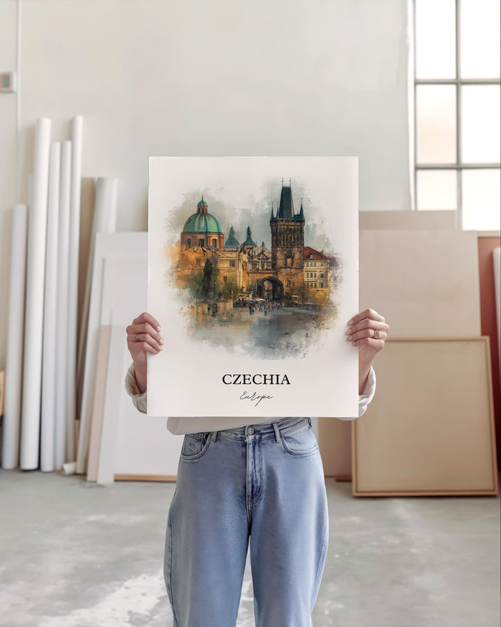 Czechia Wall Art, Czechia Print, Prague Watercolor Art, Czech Republic Gift, Travel Print, Travel Poster, Housewarming Gift