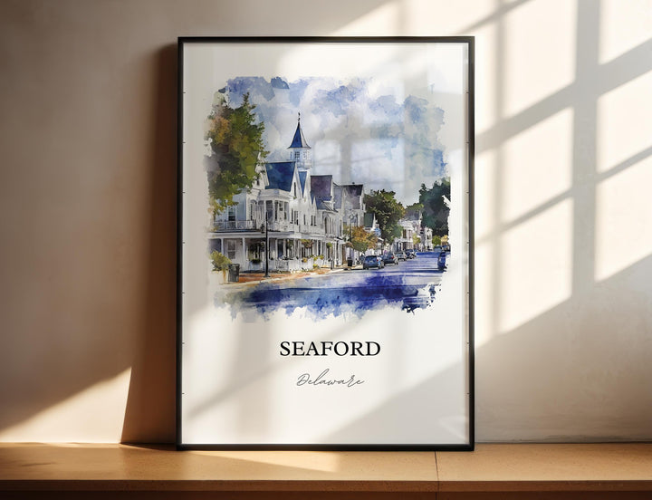 Seaford, Delaware, USA – Watercolor Art Print of Nanticoke River