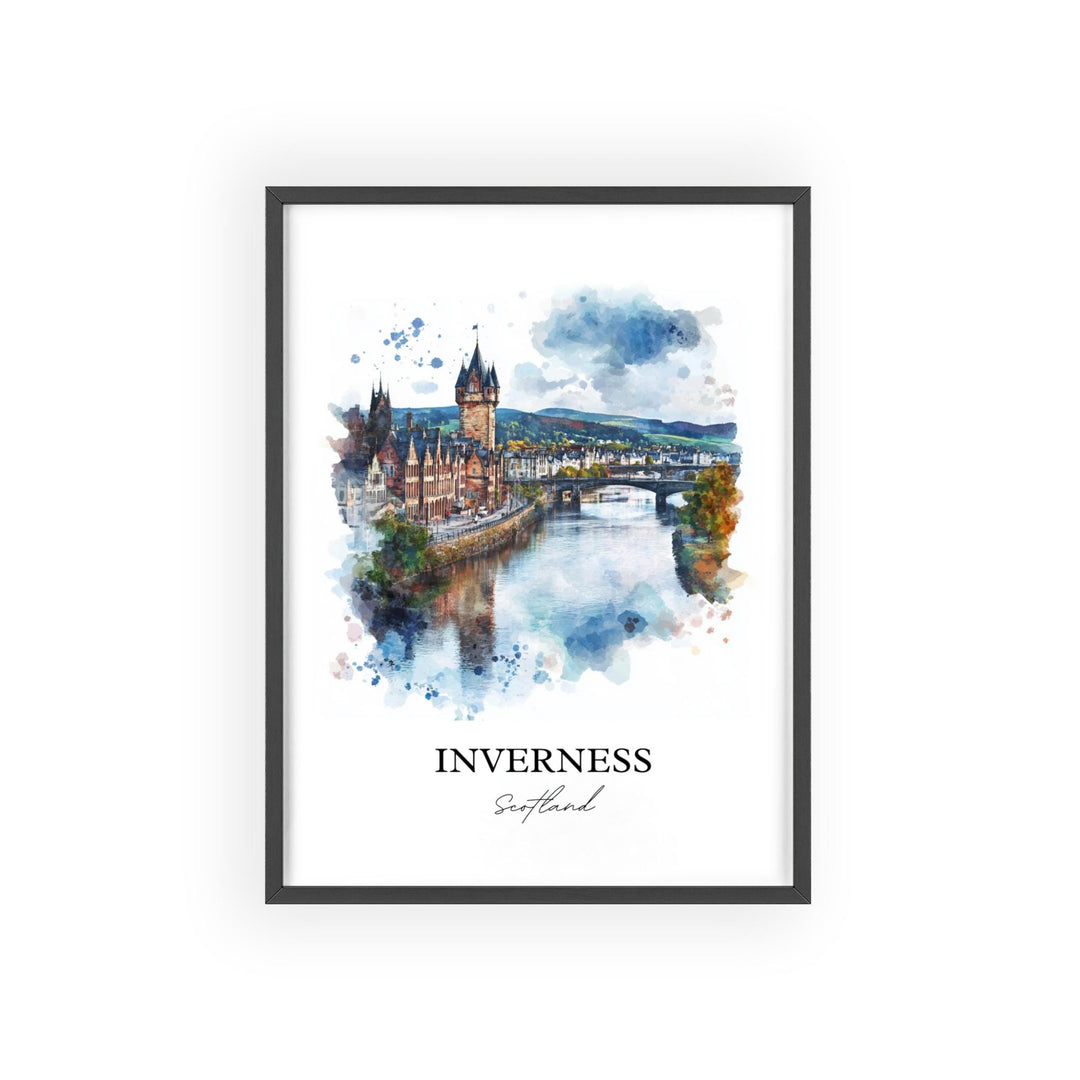Inverness Wall Art, Scottish Highlands Print, Scotland Watercolor, Inverness Scotland Gift, Travel Print, Travel Poster, Housewarming Gift
