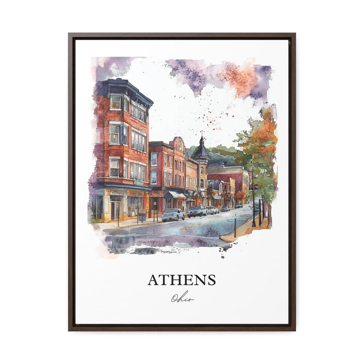 Athens Ohio Wall Art, Parkersburg WV Print, Ohio Watercolor Art, Athens Ohio Gift, Travel Print, Travel Poster, Housewarming Gift
