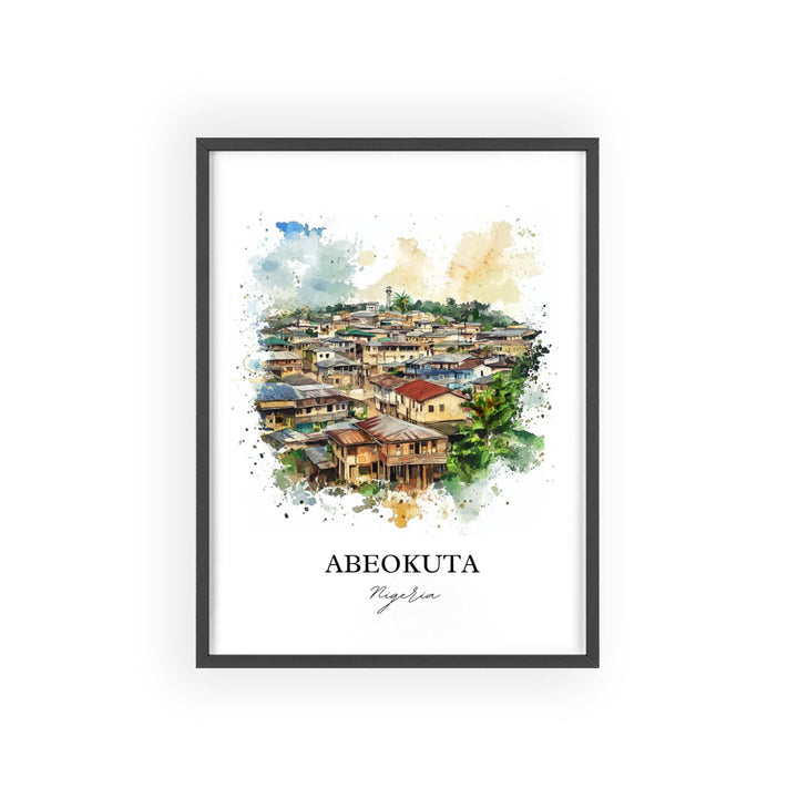 Abeokuta Wall Art, Ogun State Nigeria Print, Nigeria Watercolor Art, Abeokuta Nigeria Gift, Travel Print, Travel Poster, Housewarming Gift