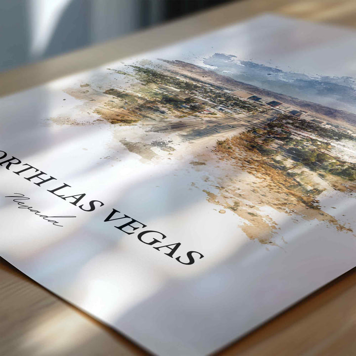 North Las Vegas Wall Art, Las Vegas Print, Nevada Watercolor Art, North Las Vegas Gift, Travel Print, Travel Poster, Housewarming Gift
