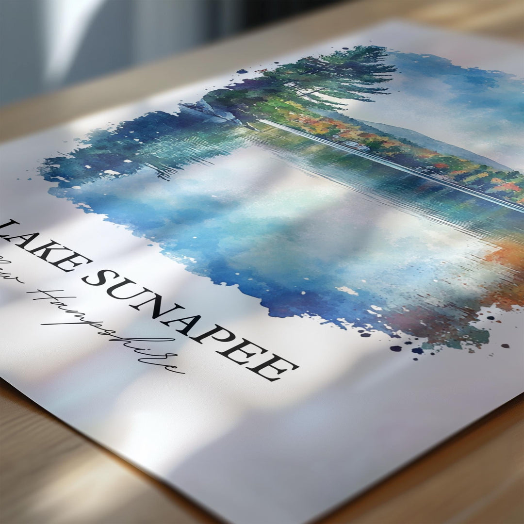 Lake Sunapee NH Wall Art, Merrimack County Print, New Hampshire Artwork, Lake Sunapee Gift, Travel Print, Travel Poster, Housewarming Gift