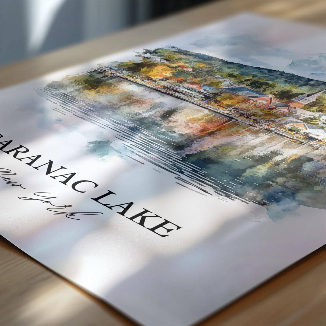 Saranac Lake Wall Art, Adirondacks NY Print, Saranac Lake Watercolor Art, Saranac Lake Gift, Travel Print, Travel Poster, Housewarming Gift