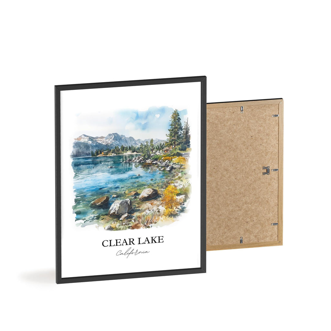Clear Lake CA Wall Art, Napa County Print, California Watercolor Art, Clear Lake Gift, Travel Print, Travel Poster, Housewarming Gift