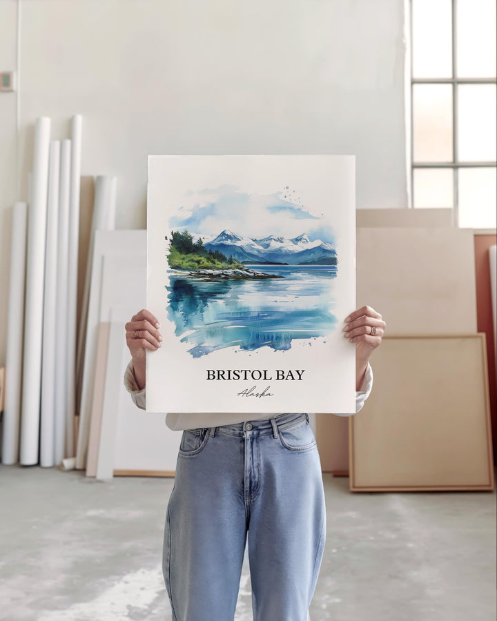 Bristol Bay Wall Art, Bristol Bay Print, Alaska Watercolor Art, Bristol Bay Gift, Travel Print, Travel Poster, Housewarming Gift