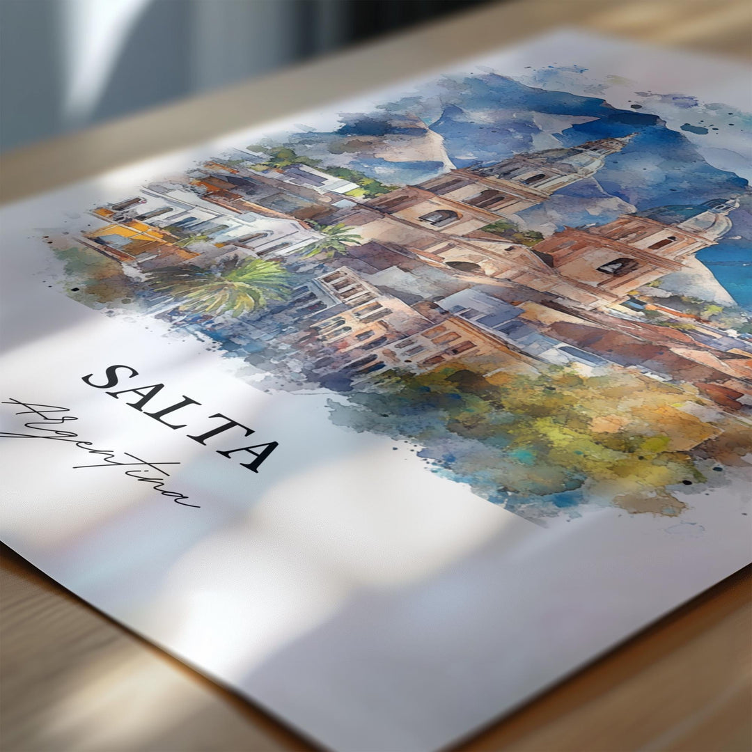 Salta Argentina Wall Art, Argentina Print, Argentina Watercolor Art, Salta Argentina Gift, Travel Print, Travel Poster, Housewarming Gift
