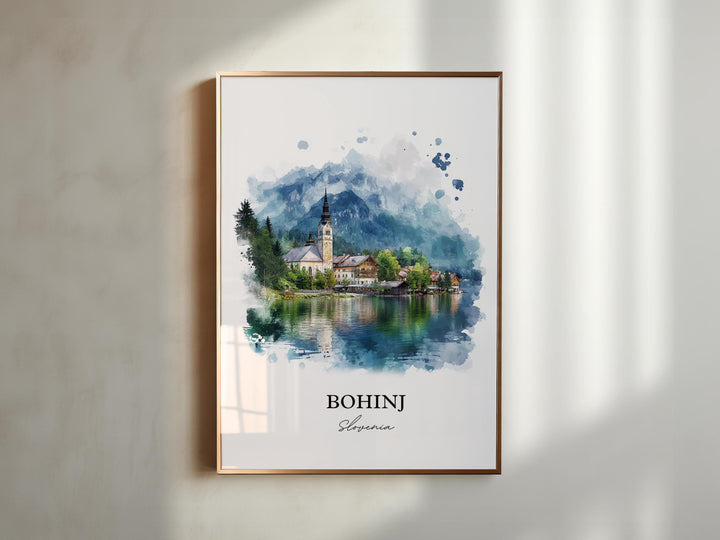 Bohinj Wall Art, Upper Carniola Region Print, Slovenia Watercolor Art, Bohinj Slovenia Gift, Travel Print, Travel Poster, Housewarming Gift