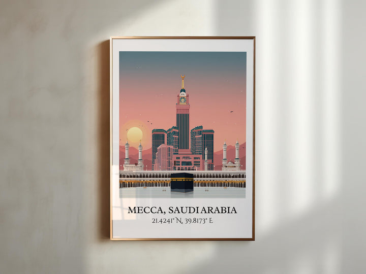 Mecca Saudi Arabia Art, Mecca Retro Travel Art, Mecca Home Decor, Mecca Gift, Saudi Arabia Travel Art, Travel Prints, Housewarming Gift