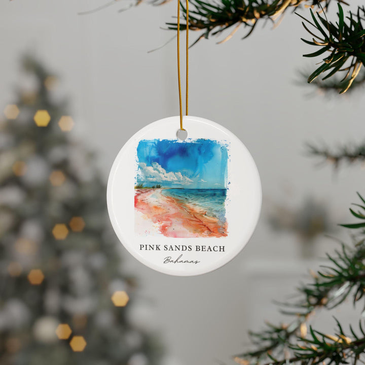 Pink Sands Beach Ornament: Unique Bahamas Souvenir, Bahamas Xmas Decor, and Authentic Pink Sands Beach Gift