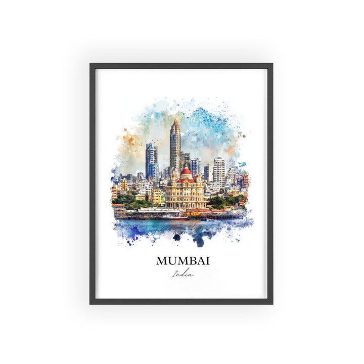 Mumbai Wall Art, Mumbai Skyline Print, India Watercolor Art, Mumbai India Gift, Travel Print, Travel Poster, Housewarming Gift