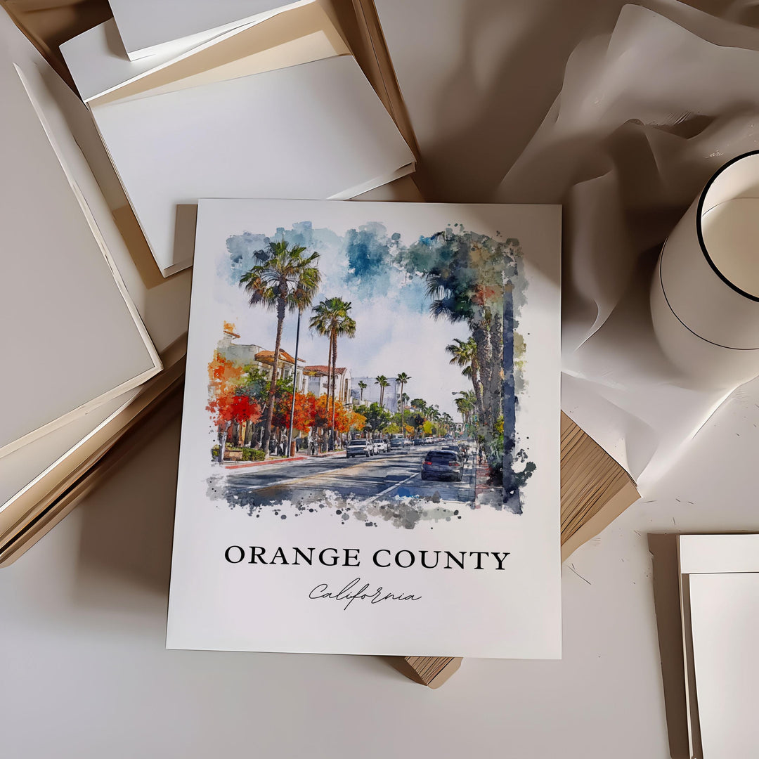 Orange County, California – Watercolor Art Print