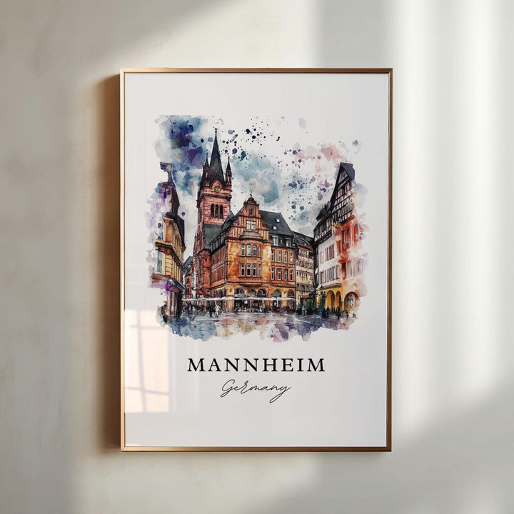 Mannheim Germany Wall Art, Mannheim Print, Karlsruhe Watercolor Art, Mannheim Gift,