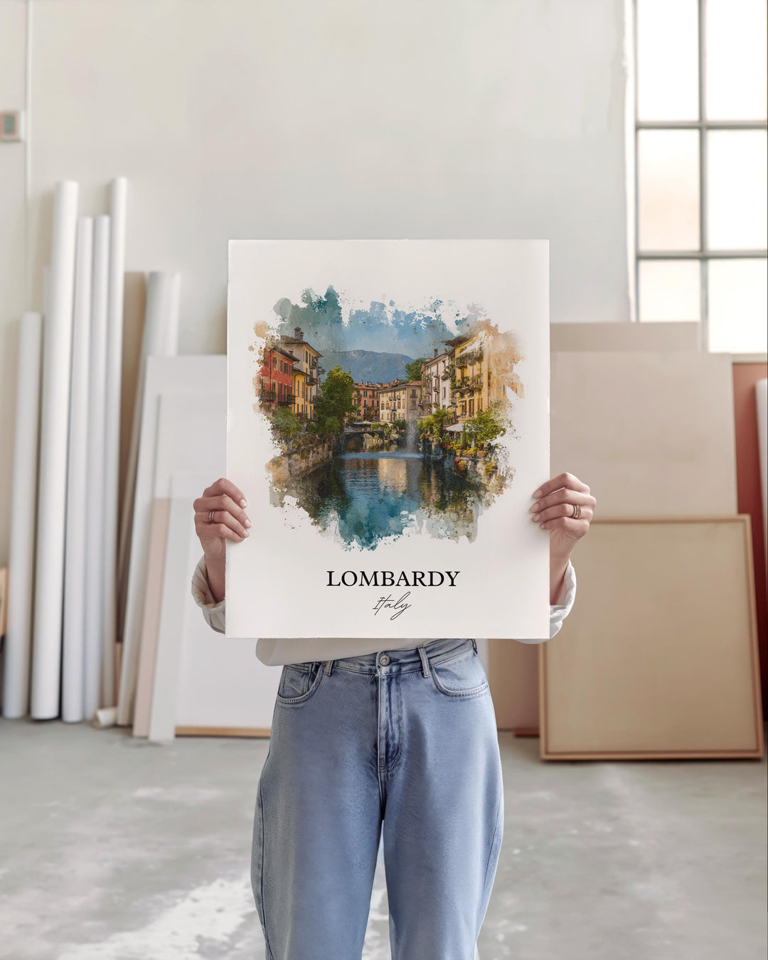 Lombardy Italy Wall Art, Lombardy Print, Italy Watercolor Art, Lombardy Italy Gift, Lombardy Travel Print, Travel Poster, Housewarming Gift