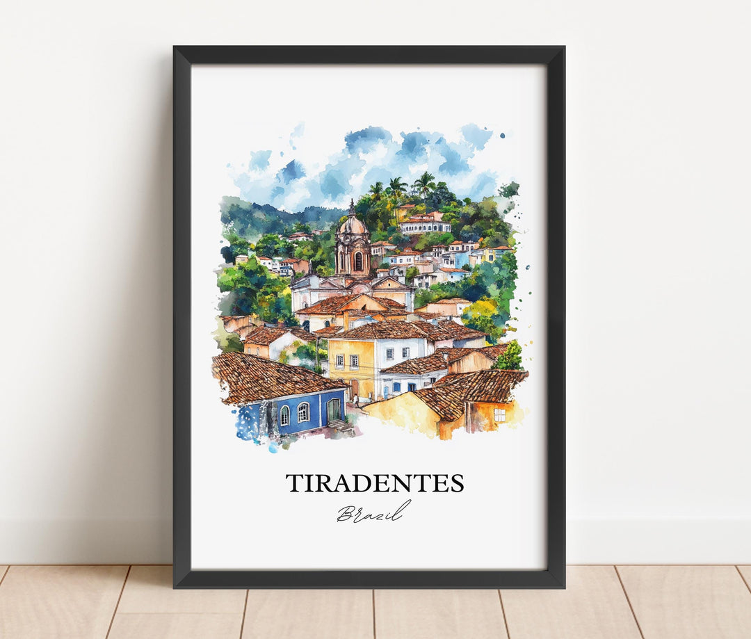 Tiradentes Wall Art, Brazil Print, Brazil Watercolor Art, Tiradentes Village Gift, Travel Print, Travel Poster, Housewarming Gift
