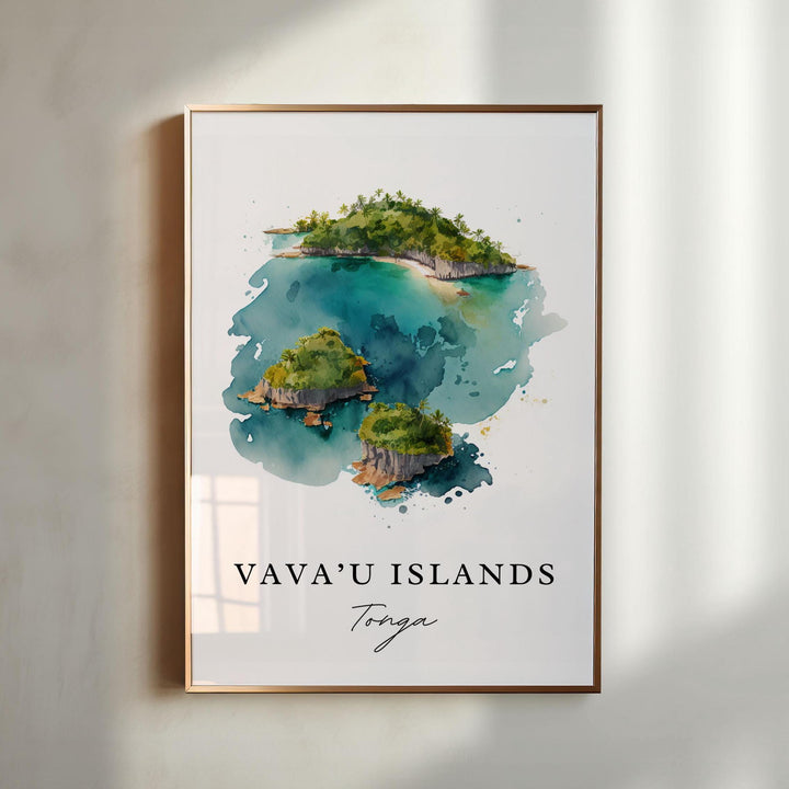 Vavau Island Tonga travel art - Vavau, Tonga poster, Vavau Island Wedding gift, Birthday present, Custom Text, Personalised Gift