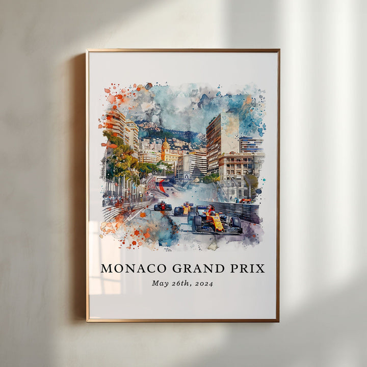 Monaco Grand Prix Wall Art, Monaco F1 Print, Monaco Grand Prix Watercolor, Monaco F1 Gift,