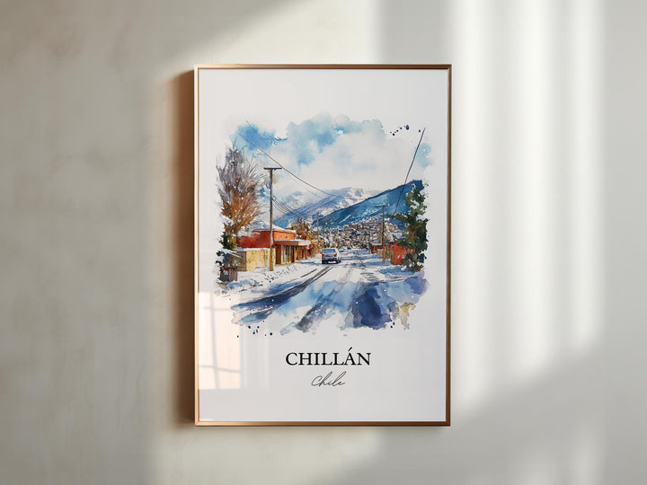 Chillán Chile Wall Art, Ñuble Region Print, Chile Watercolor Art, Chillán Chile Gift, Travel Print, Travel Poster, Housewarming Gift
