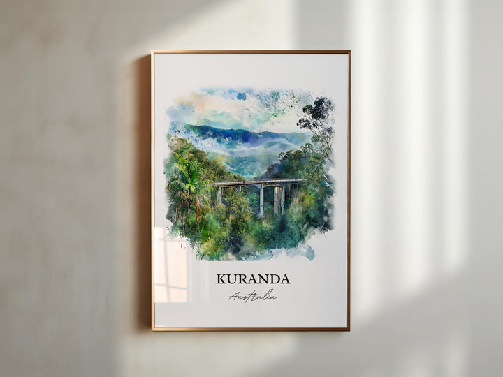 Kuranda Wall Art, Cairns Print, Queensland Watercolor Art, Kuranda Gift, Travel Print, Travel Poster, Housewarming Gift