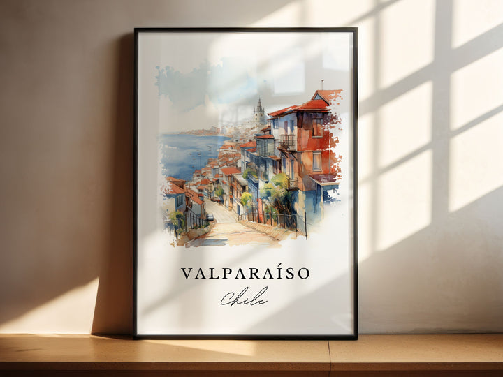 Valpariso Desert traditional travel art - Chile, Valpariso poster, Wedding gift, Birthday present, Custom Text, Personalised Gift