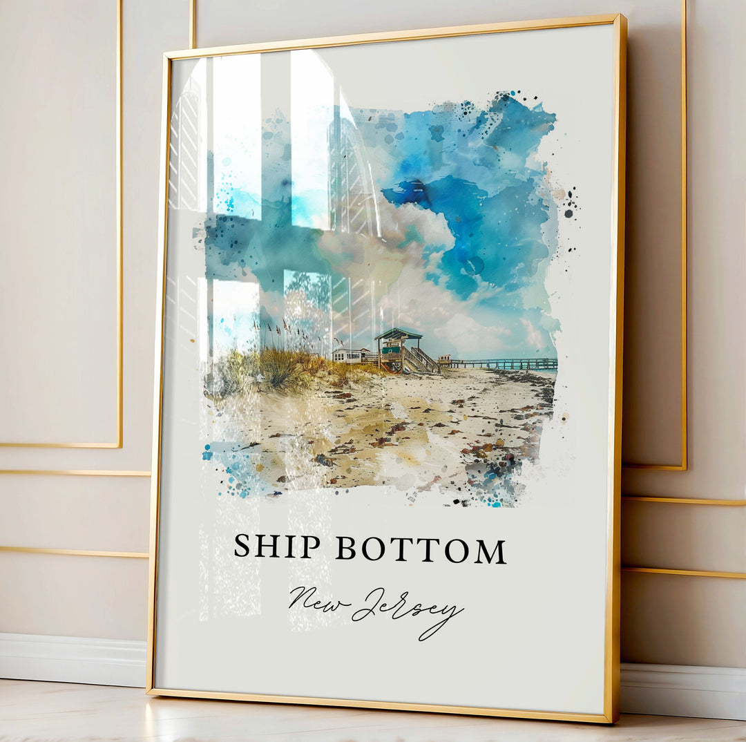 Ship Bottom LBI Art, Ship Bottom Print, LBI Watercolor Art, Ship Bottom NJ Gift,