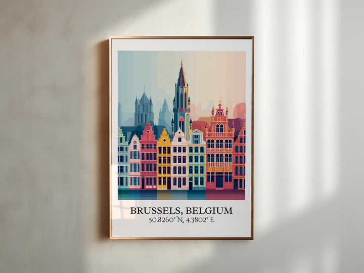 Brussels Art, Brussels Retro Travel Art, Brussels Home Decor, Brussels Belgium Gift, Belgium Travel Art, Travel Prints, Housewarming Gift