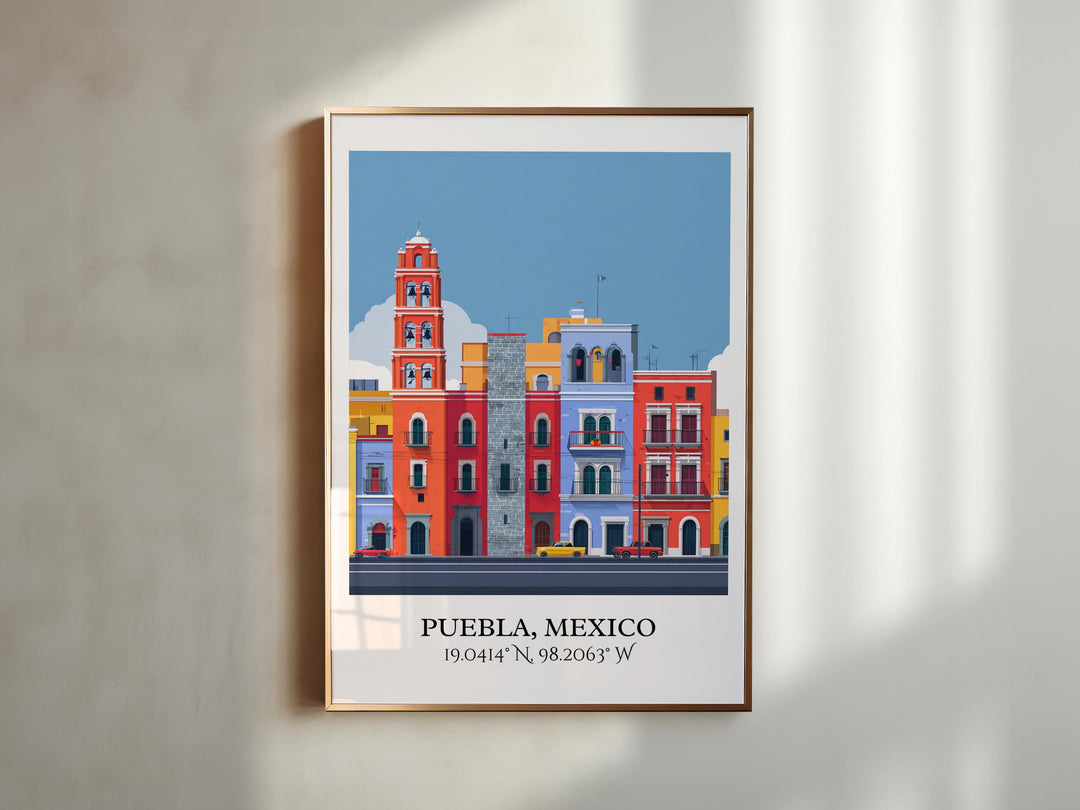 Puebla MX Art, Puebla Retro Travel Art, Puebla Home Decor, Puebla Gift, Puebla Mexico Travel Art, Travel Prints, Housewarming Gift