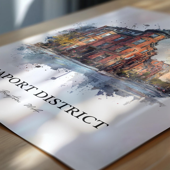 Seaport District, Boston MA – Watercolor Art Print
