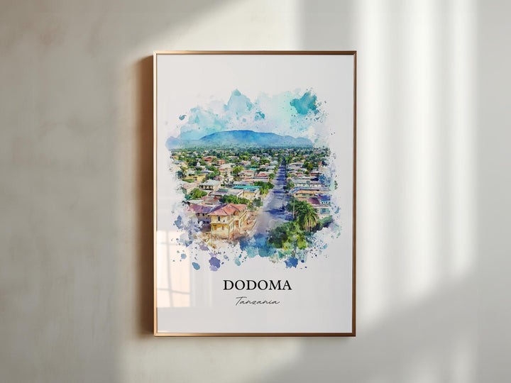 Dodoma Wall Art, Dodoma City Print, Tanzania Watercolor Art, Dodoma Tanzania Gift, Travel Print, Travel Poster, Housewarming Gift