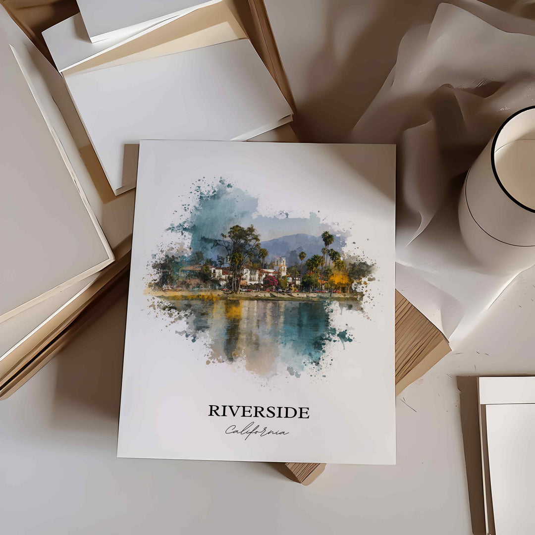Riverside, California Wall Art, Riverside Print, Riverside Watercolor Art, Riverside California Gift, Travel Print, Travel Poster, Housewarming Gift
