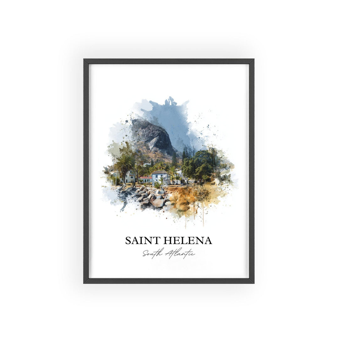 Saint Helena Wall Art, South Atlantic Print, Saint Helena Watercolor Art, Saint Helena Gift, Travel Print, Travel Poster, Housewarming Gift