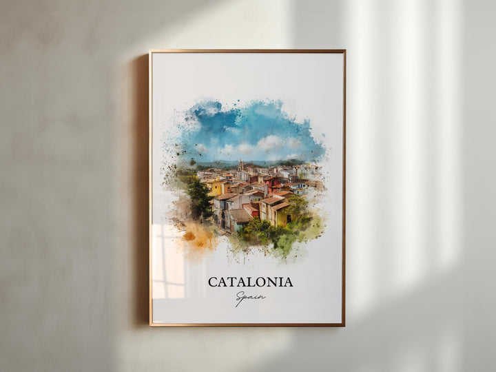 Catalonia Spain Art, Catalonia Spain Print, Spain Watercolor Art, Catalonia Spain Gift, Spain Travel Print, Travel Poster, Housewarming Gift