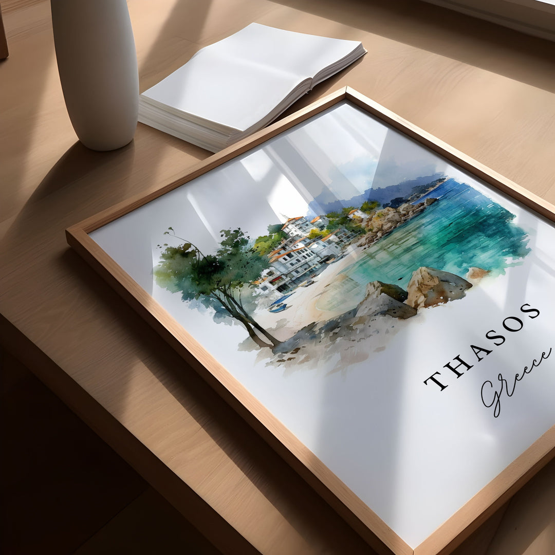 Thasos Greece wall art - Greece, Thasos poster print, Thrace Region Greece gift, Thassos Island Greece, Custom Text, Perfect Gift