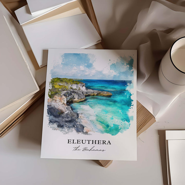 Eleuthera Wall Art, Eleuthera Print, Eleuthera Watercolor Art, Eleuthera Bahamas Gift,