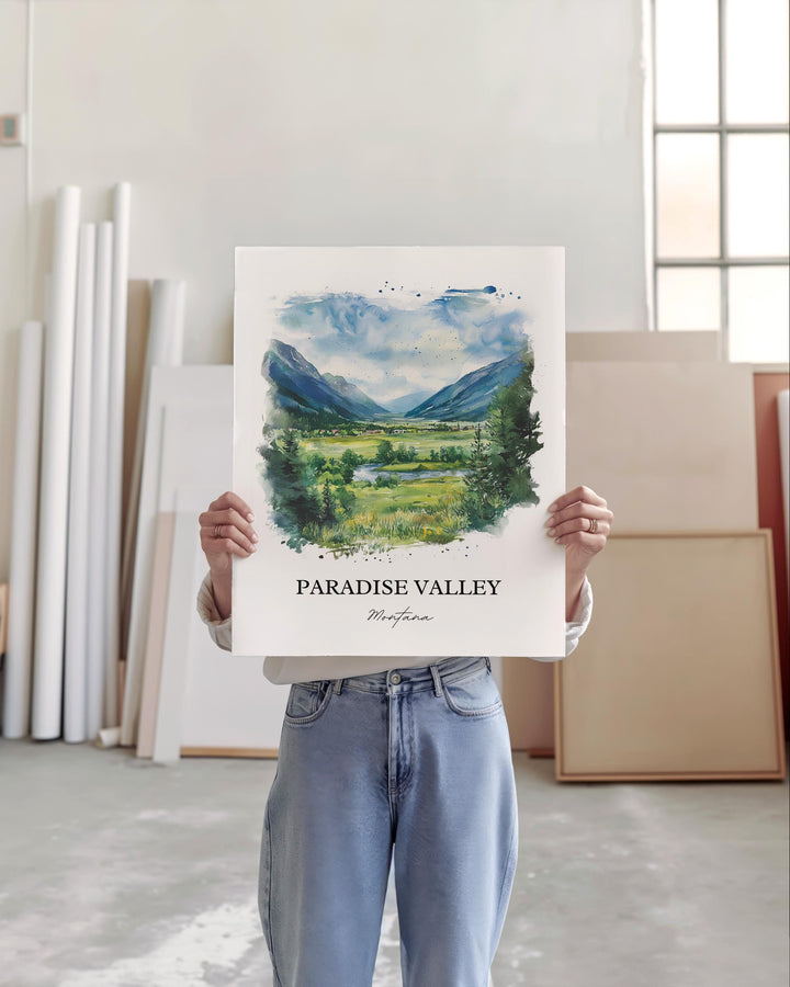Paradise Valley MT Art, Yellowstone River Print, Montana Artwork, Paradise Valley Gift, Travel Print, Travel Poster, Housewarming Gift
