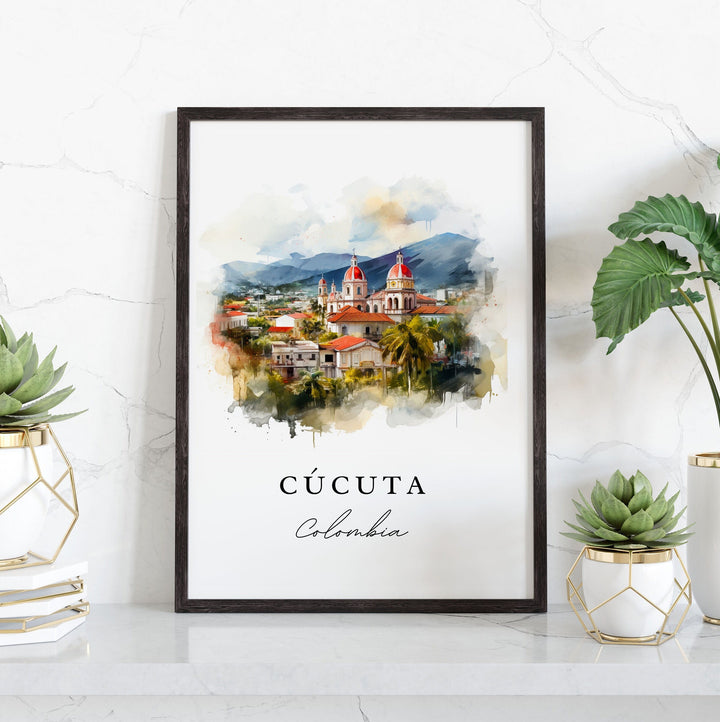 Cucuta traditional travel art - Colombia, Cucuta poster print, Wedding gift, Birthday present, Custom Text, Perfect Gift