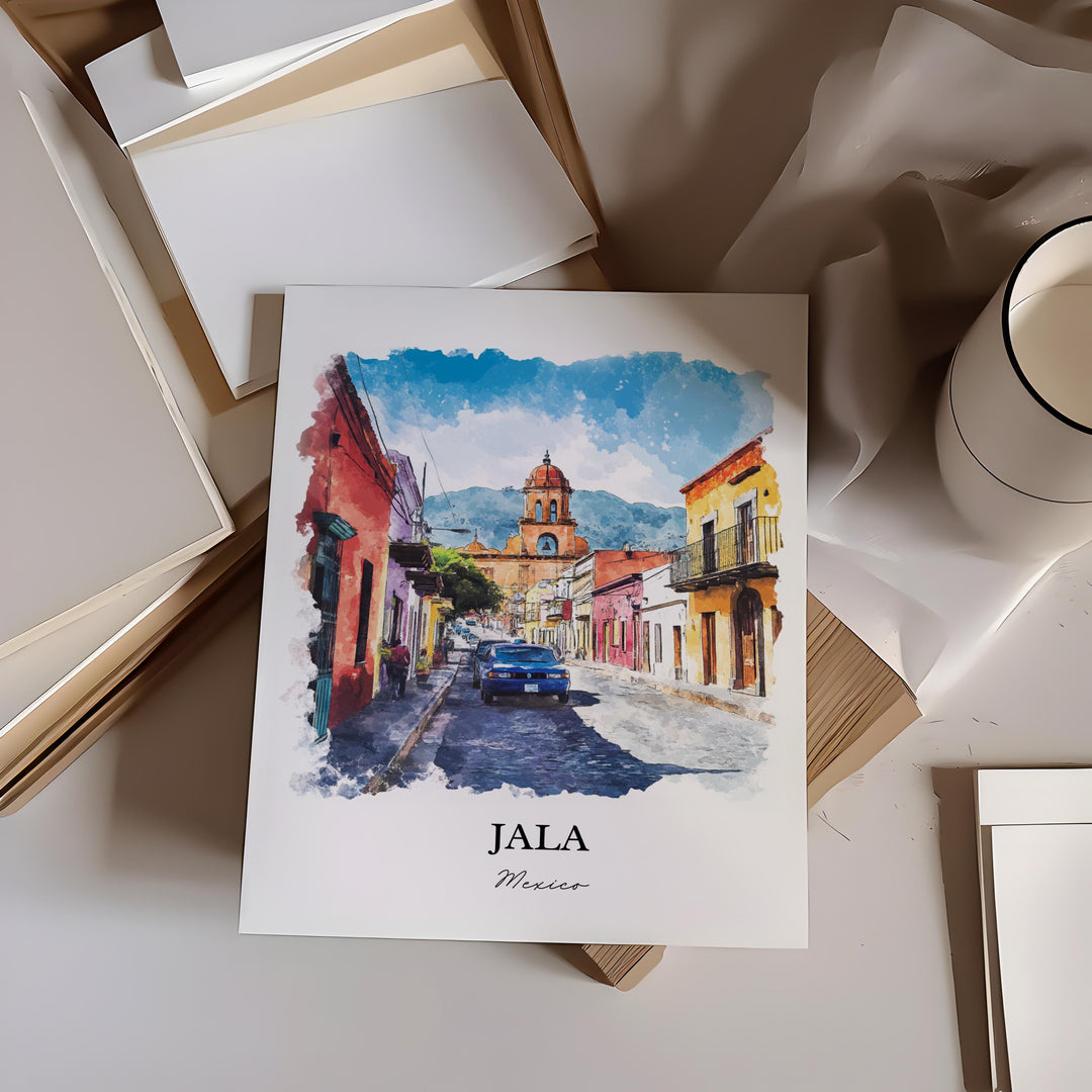 Jala Mexico Wall Art, Nayarit MX Print, Mexico Watercolor Art, Jala Mexico Gift, Travel Print, Travel Poster, Housewarming Gift