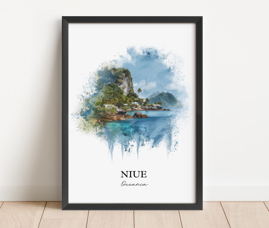 Niue Wall Art, Niue Print, Niue Watercolor Art, Niue Island Gift, Travel Print, Travel Poster, Housewarming Gift
