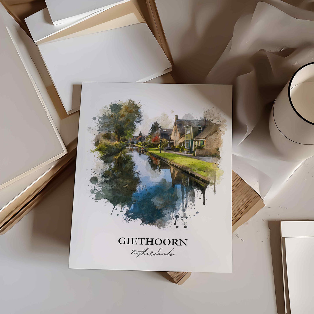 Giethoorn, Netherlands – Watercolor Art Print