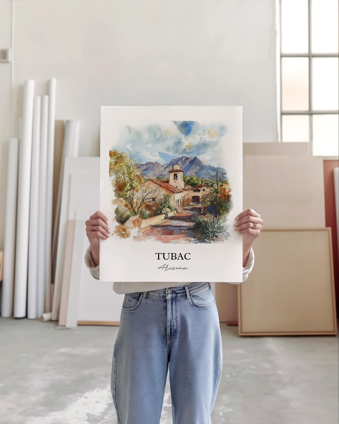 Tubac AZ Wall Art, Santa Cruz County AZ Print, Arizona Watercolor Art, Tubac Arizona Gift, Travel Print, Travel Poster, Housewarming Gift