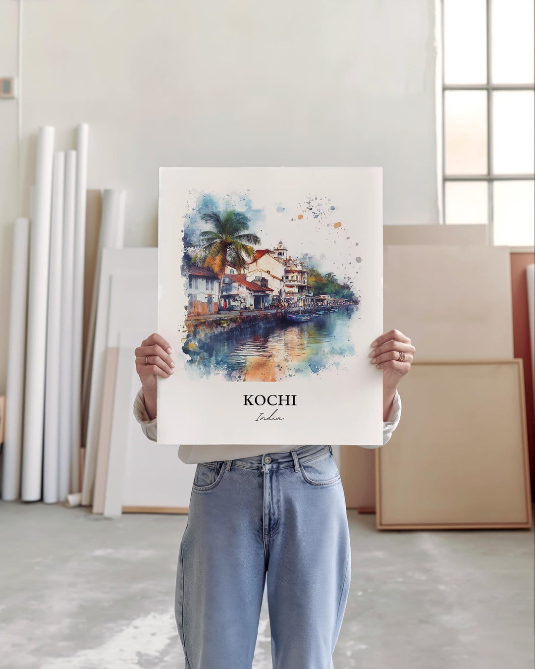 Kochi Wall Art, Kochi India Print, India Watercolor Art, Kochi India Gift, Travel Print, Travel Poster, Housewarming Gift