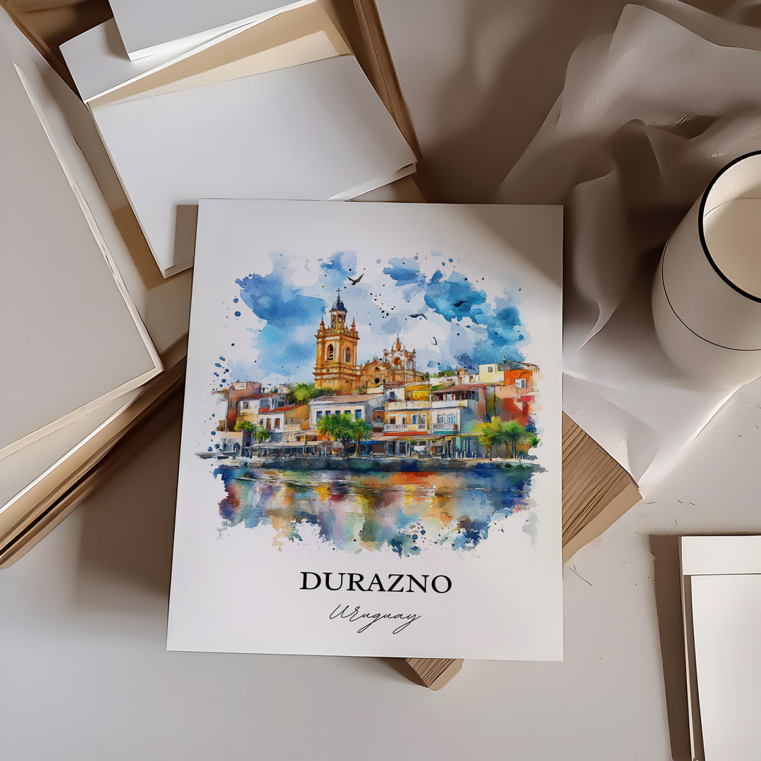 Durazno Wall Art, Uruguay Print, Uruguay Watercolor Art, Durazno Uruguay Gift, Travel Print, Travel Poster, Housewarming Gift