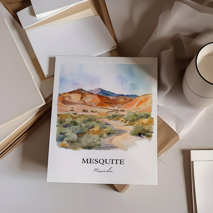 Mesquite NV Wall Art, Mesquite Print, Nevada Watercolor Art, Clark County NV Gift, Travel Print, Travel Poster, Housewarming Gift