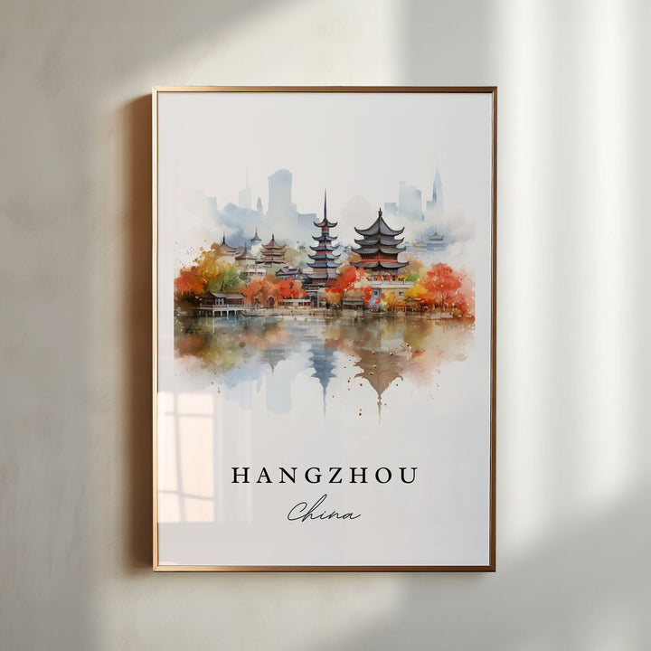 Hangzhou China wall art - China, Hangzhou poster, Hangzhou Wedding gift, Hangzhou Birthday present, Custom Text, Personalized Gift