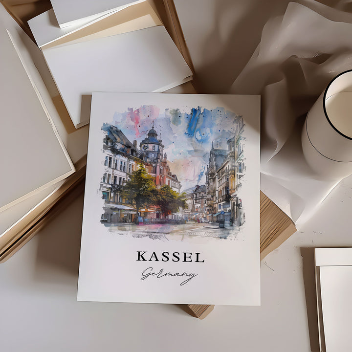 Kassel Wall Art, Kassel Germany Print, Kassel Watercolor Art, Kassel Germany Gift,