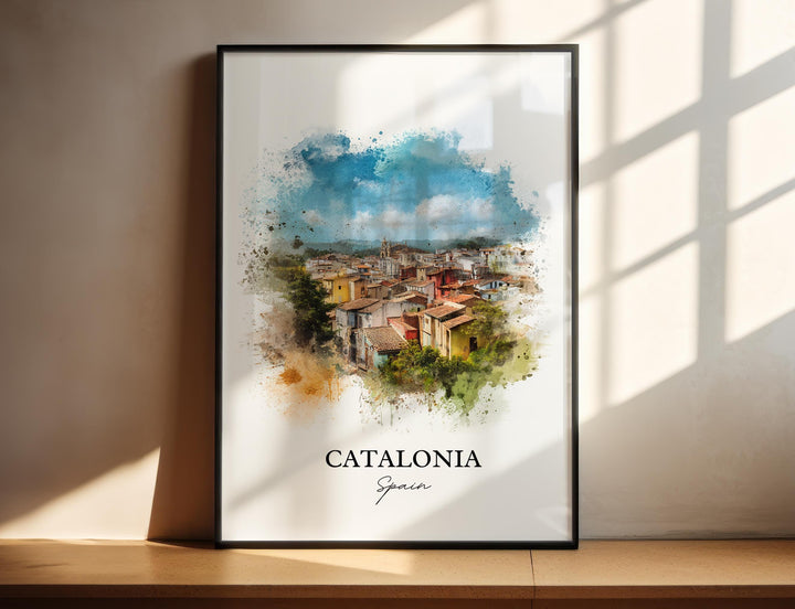 Catalonia Spain Art, Catalonia Spain Print, Spain Watercolor Art, Catalonia Spain Gift, Spain Travel Print, Travel Poster, Housewarming Gift