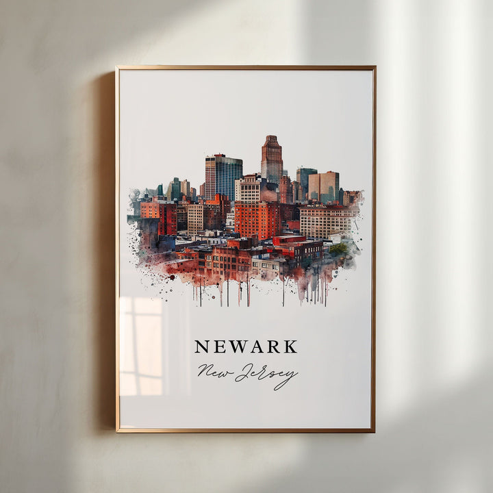 Newark traditional travel art - New Jersey, Newark print, Wedding gift, Birthday present, Custom Text, Perfect Gift